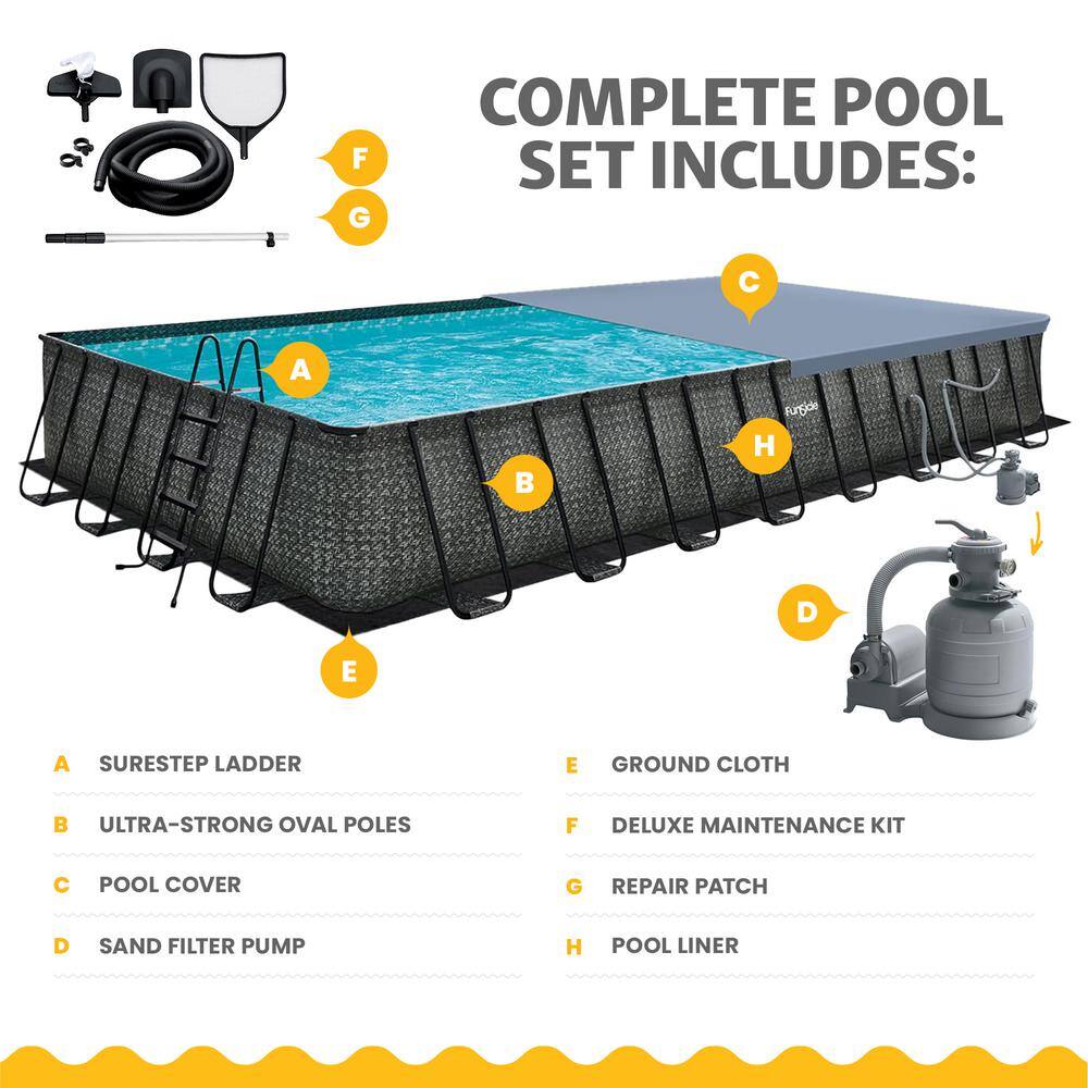 Funsicle 32ft x 16ft Dark Herringbone Rectangular Lap Pool with Pump