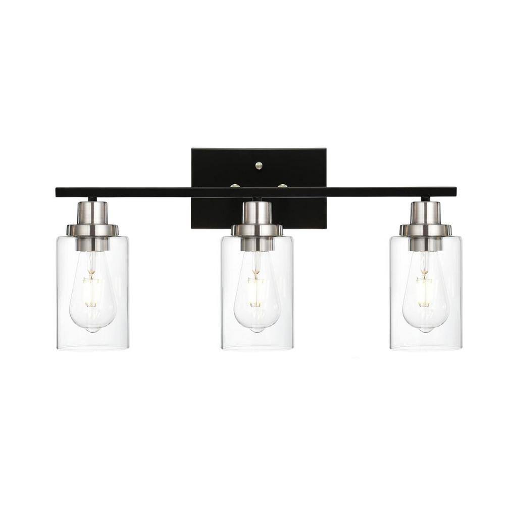 23.6 in. W 3-Light B Bathroom Lights Vanity Light Fixtures with Clear Glass Shade, E26, No Bulbs price history on PriceWatchPro