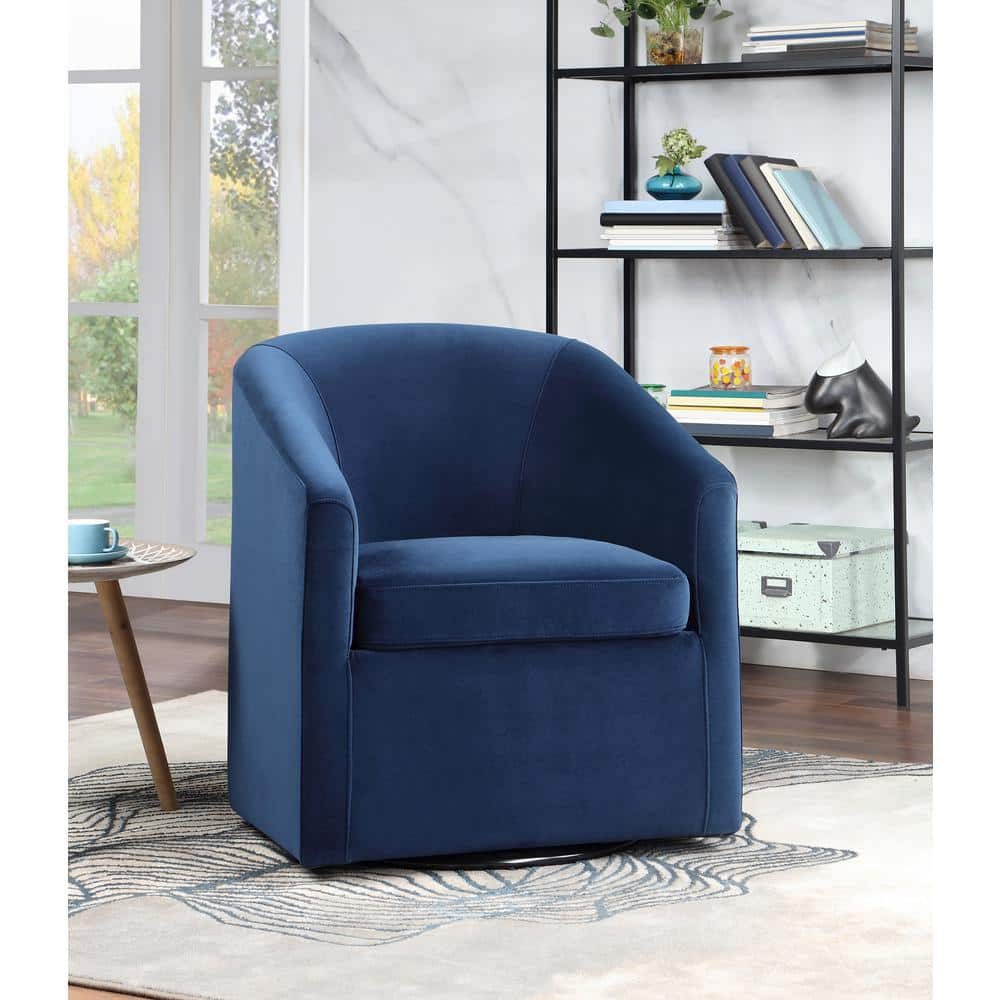 Steve Silver Arlo Indigo Blue Velvet Accent Swivel Barrel Chair ...