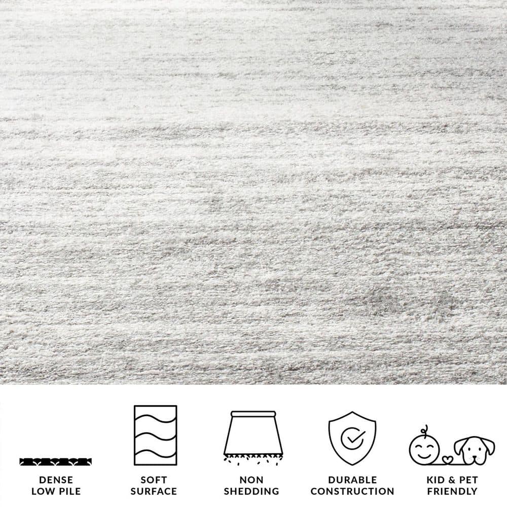 Adirondack Ivory/Silver Solid Color 12 ft. x 15 ft. Striped Area Rug - thumbnail 6