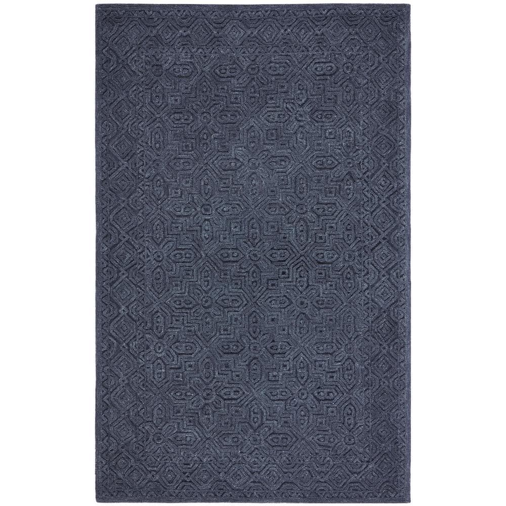 Gray Geometric Tufted Wool 6' x 9' Handmade Area Rug