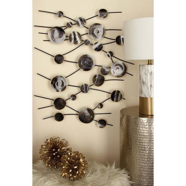 Litton Lane 36 in. x 31 in. Rustic Iron Discs and Lines Wall Decor