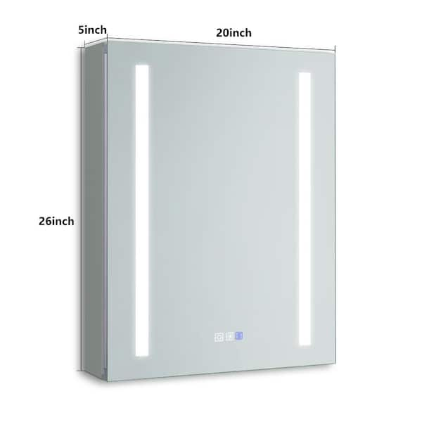 20 in. W x 26 in. H Surface/Recessed-Mount Rectangular Aluminum Medicine Cabinet with Mirror (Right open)