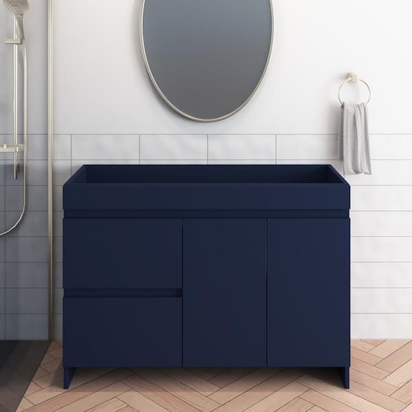 VOLPA USA AMERICAN CRAFTED VANITIES Mace 48 in. W x 18 in. D x 34 in. H Bath Vanity Cabinet without Top in Navy with Left-Side Drawers