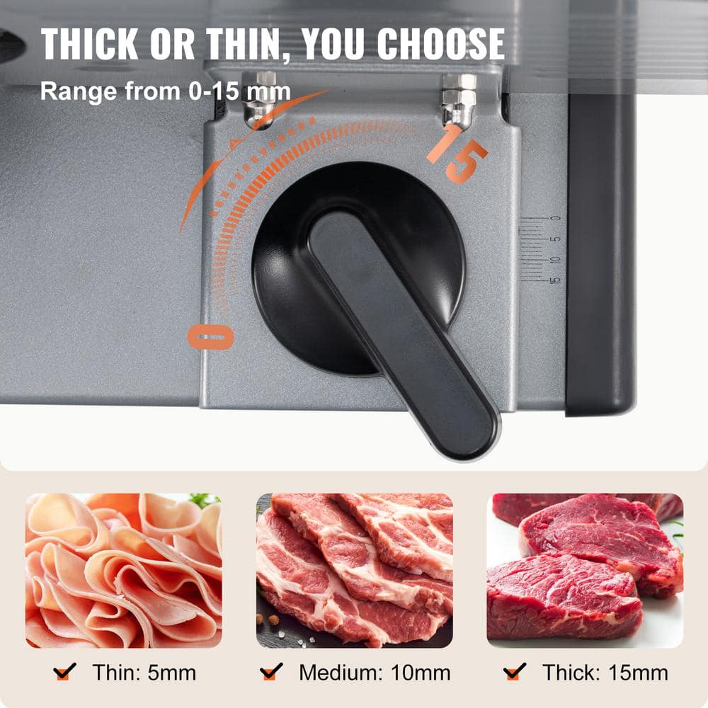 VEVOR 7.5" Silver Electric Meat Slicer with Blade Guard