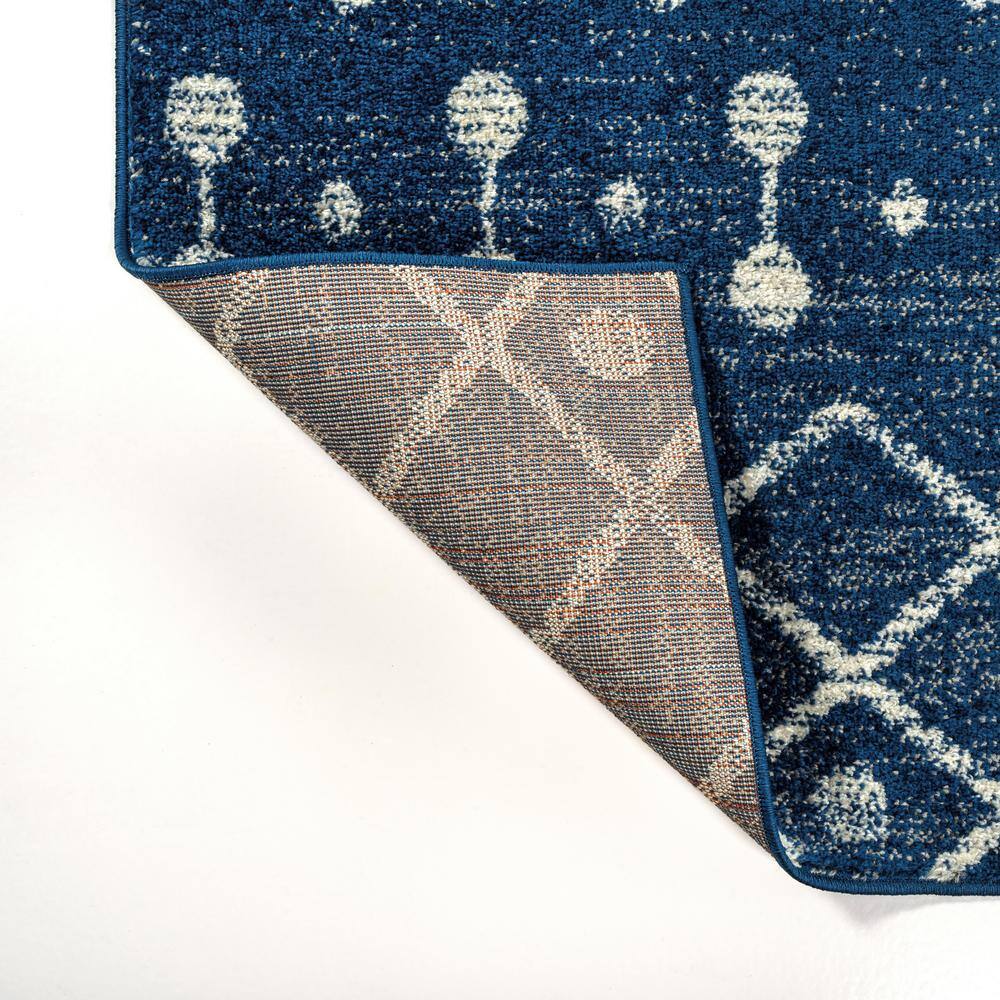 Navy and Cream Synthetic Rectangular 8' x 10' Area Rug