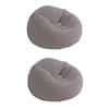 Inflatable Contoured Corduroy Beanless Bag Lounge Chair, Gray (2 Pack)