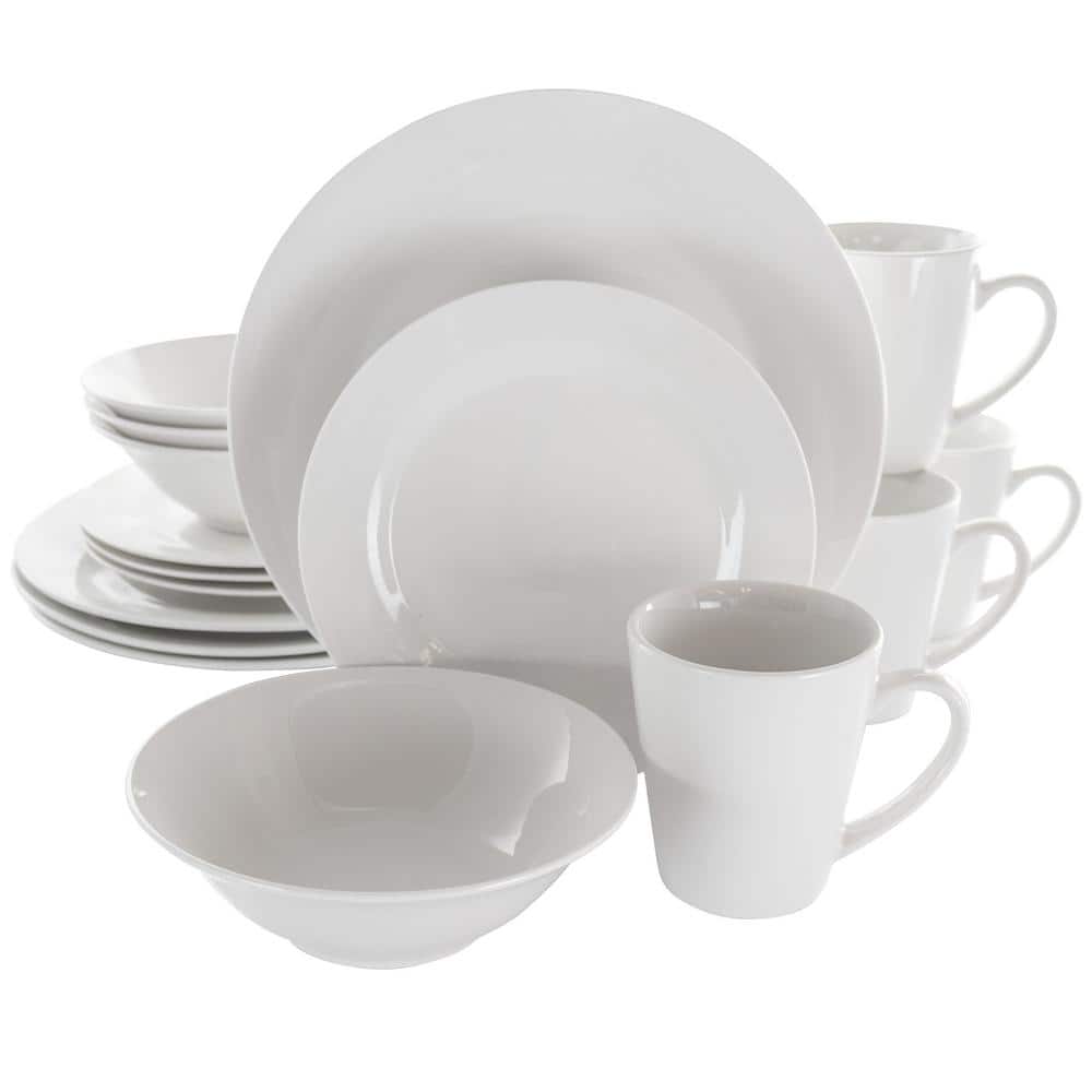 Elama 16-Piece Fine Marble Black and White Stoneware Dinnerware Set  (Service for 4) 985114800M - The Home Depot
