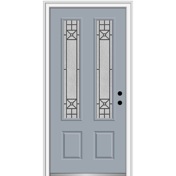 MMI Door 36 in. x 80 in. Courtyard Left-Hand 2-Lite Decorative Painted Fiberglass Smooth Prehung Front Door on 6-9/16 in. Frame
