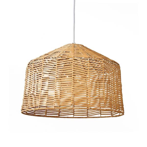 Nature Home 100 Watt 1 light Yellow bamboo shaded 18 inch pendant light, no bulbs included