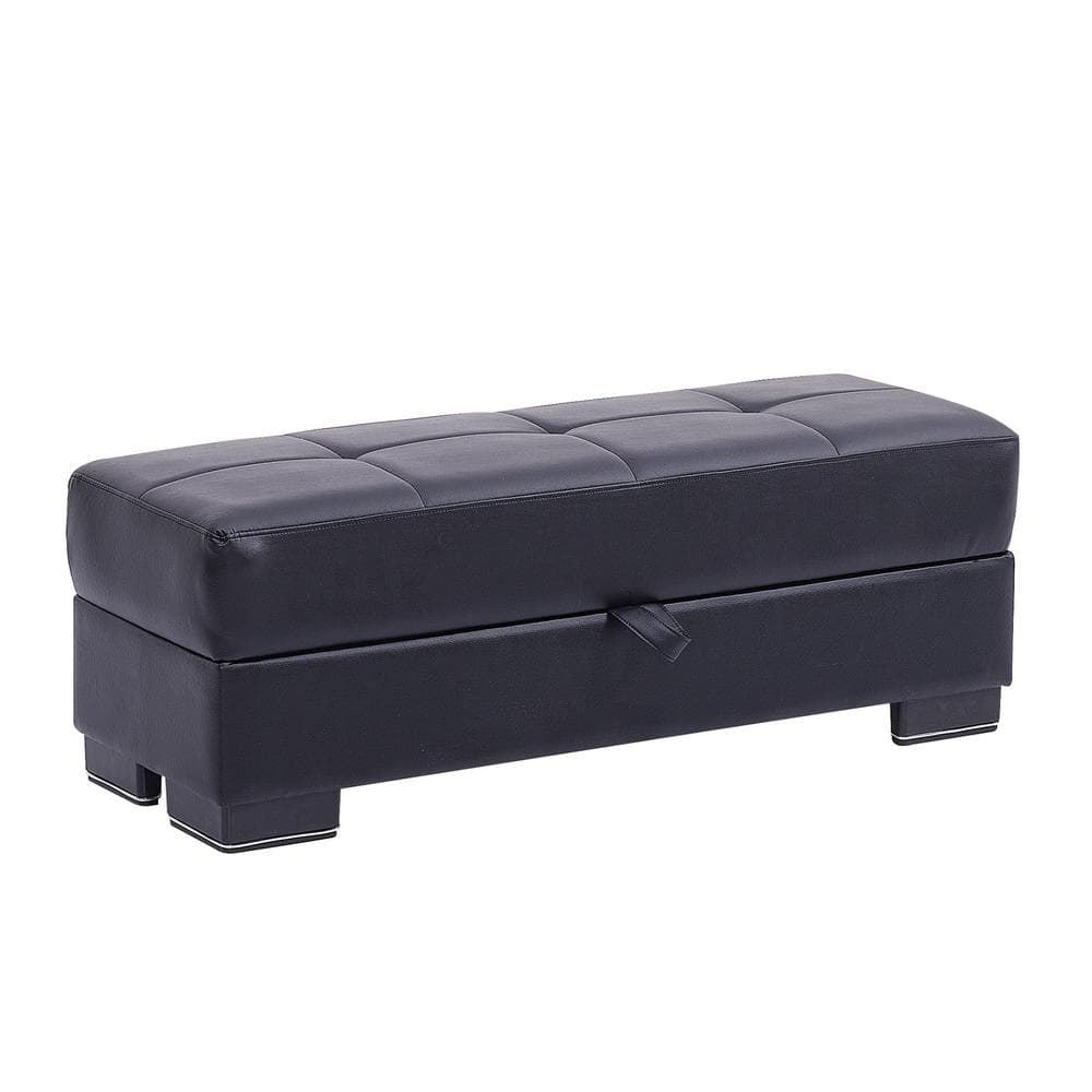 Basics Collection Black Ottoman With Storage