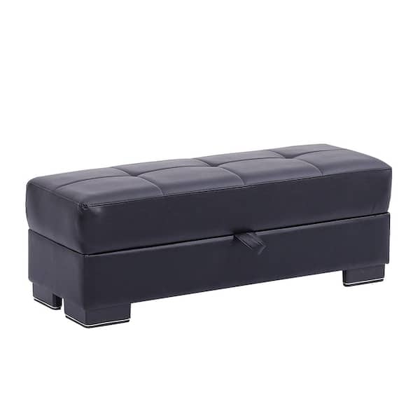 Ottomanson Basics Collection Black Ottoman With Storage