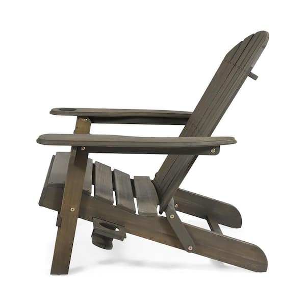 Lissette Gray Foldable Wood Outdoor Patio Adirondack Chair