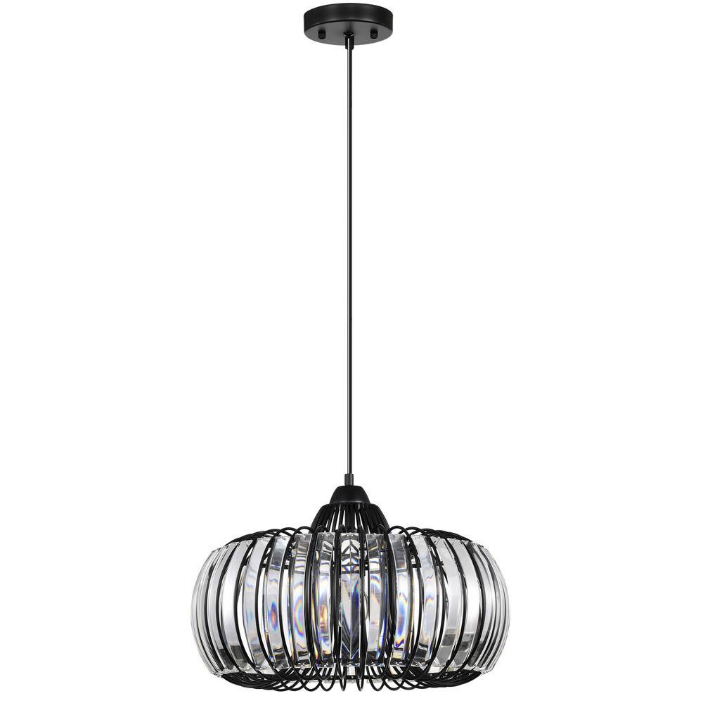 PUDO 20 in. 1Light Clear Modern Oblate Crystal Chandelier Ceiling with