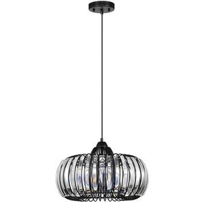 20 in. 1-Light Clear Modern Oblate Crystal Chandelier Ceiling with Seeded Glass Shades