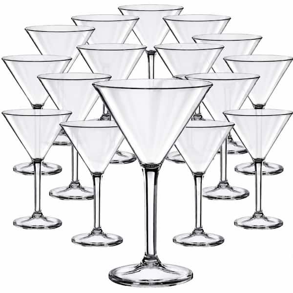 10 oz Unbreakable Clear Plastic Martini Glasses Set of 20 Disposable Stemmed Cocktail Cups for Parties