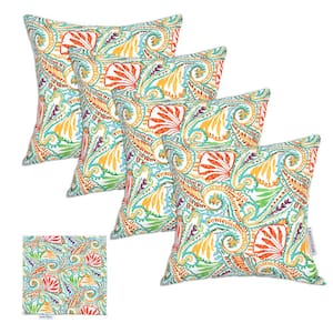 17 in. x 17 in. Paisley White Throw Pillow Covers (Set of 4)