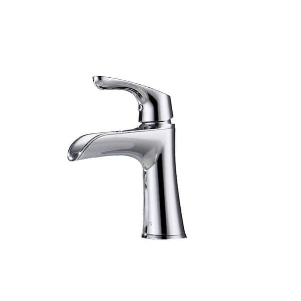 Lukvuzo Single Handle Single Hole Deck Mounted Bathroom Faucet in Chrome