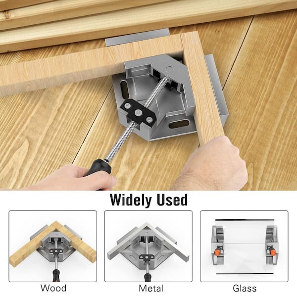 Angel Sar 4 Pack 90° Aluminum Alloy Right Angle Clamp, Single Handle Woodworking Tools for Photo Frame Vise Holder