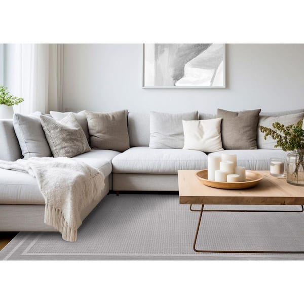 Osiris Collections 5 ft. x 8 ft. Grey Border, Tonal/Solid Indoor Area Rug