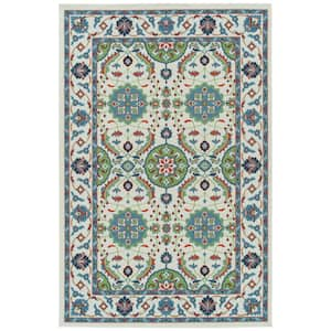 Sunice Collection Ivory 3'6" x 5'6" Rectangle Residential Indoor-Outdoor Area Rug