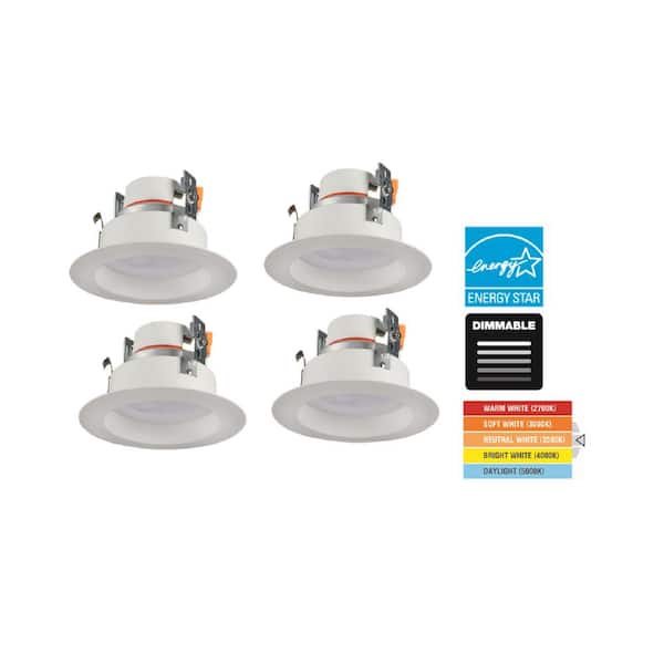 4 in. Integrated LED White New Construction or Remodel Recessed Light Trim with Adjustable Color Temperature, (1-Pack)