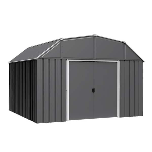 10 ft. W x 10 ft. D Metal Barn Shed in Charcoal (100 sq. ft. )