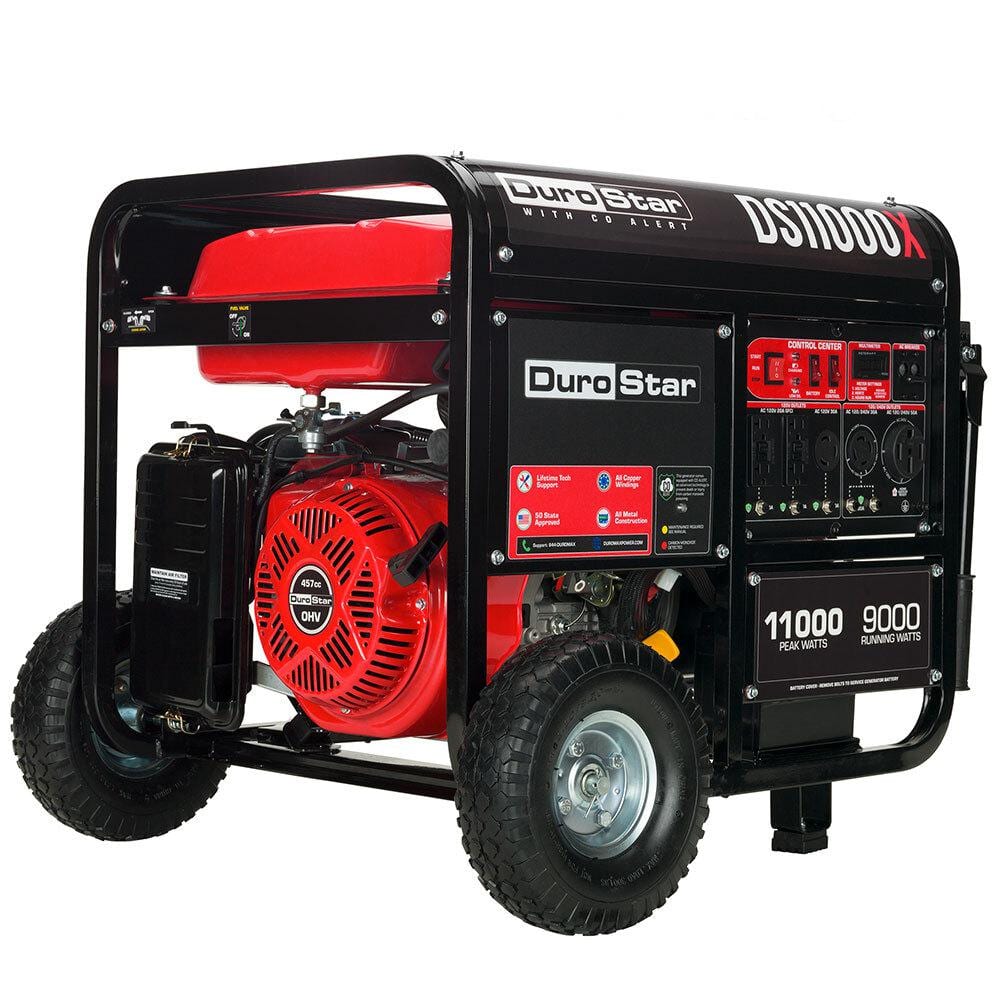 Durostar 11,000-Watt/9,000-Watt 457 cc Electric Start Gas Portable Home Power Back Up Generator with CO Alert -  DS11000X