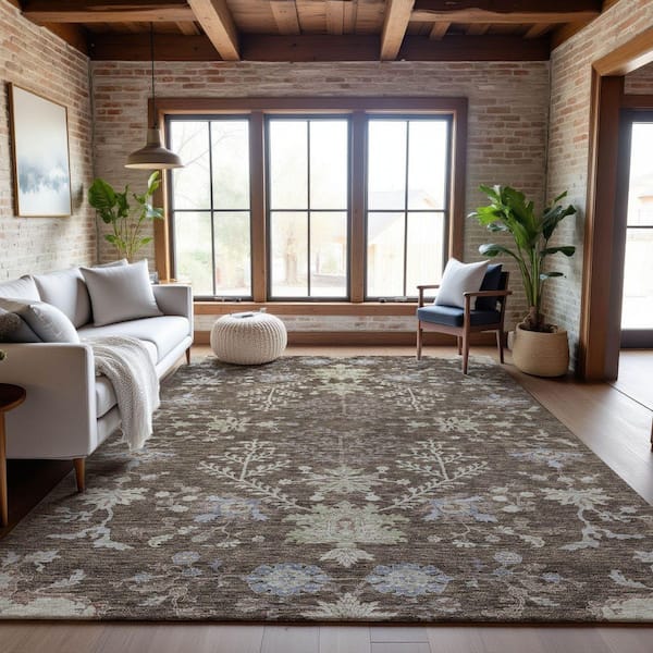 Mayfield Premium Machine Washable Abstract AMF1156 Brown 5 ft. x 7 ft. 6 in. Area Rug