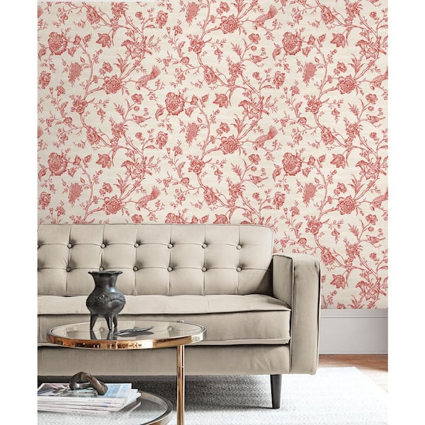 60.75 sq. ft. Ruby Stoney Brook Floral Paper Unpasted Wallpaper Roll