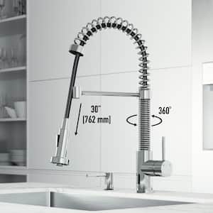 Edison Single Handle Pull-Down Sprayer Kitchen Faucet Set with Soap Dispenser and Touchless Sensor in Chrome