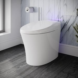 Tankless Elongated Smart Bidet Toilet 1.28 GPF in White w/ Auto Flush,Heated Seat,Warm Air Dryer,Soft Close,Foot Sensor