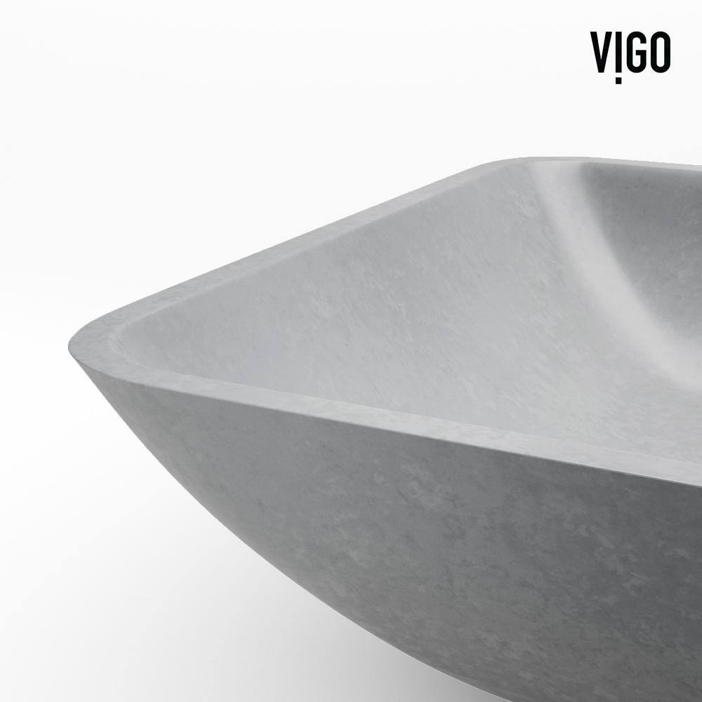 Concerto Stone Rectangular Above-Counter Bathroom Sink with Dunn Faucet