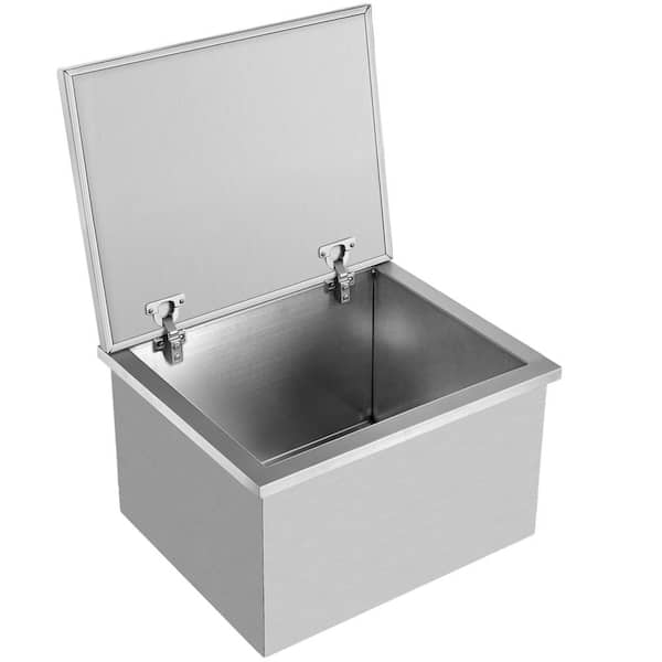 VEVOR Drop in Ice Chest 20 in. L x 14 in. W x 13 in. H Drop in Cooler Stainless Steel with Hinged Cover Bar Ice Bin 36.3 Qt.