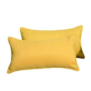 Union Orange Polyester Fabric Rectangular Outdoor Lumbar Pillows (2-Pack)