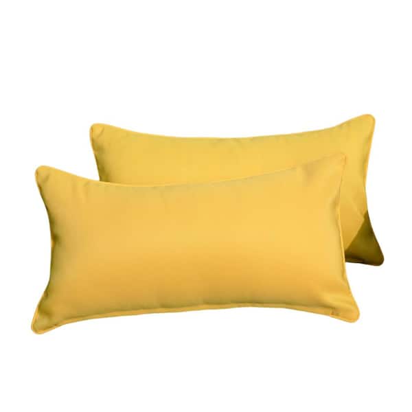 DIRECT WICKER Union Orange Polyester Fabric Rectangular Outdoor Lumbar Pillows (2-Pack)