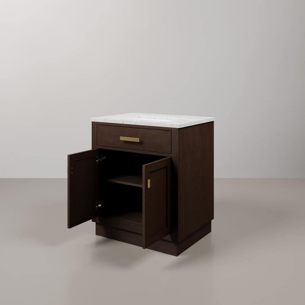 Chestnut Brown Oak Single Bathroom Vanity with Ceramic Sink