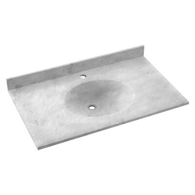 Ellipse 31 in. W x 19 in. D Solid Surface Vanity Top with Sink in Ice