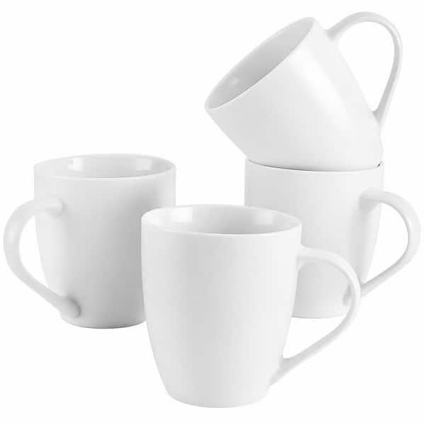 16 oz. White Ceramic Coffee Mug Set of 4, Large Handle Porcelain Cups for Hot Coffee, Tea, Cocoa, Milk