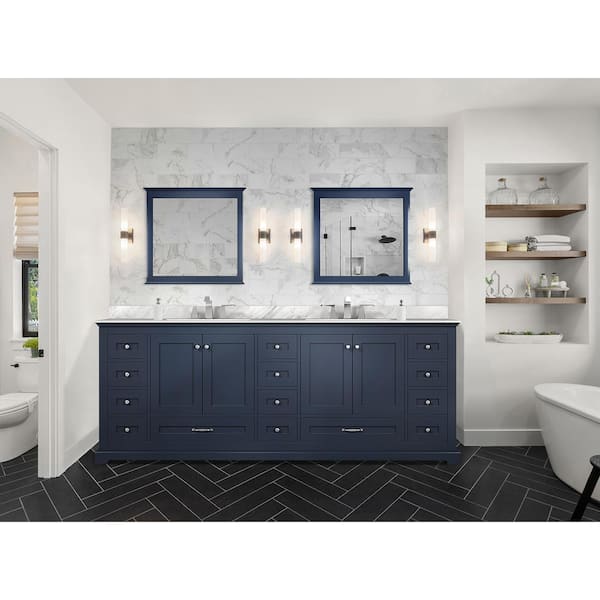 Lexora Dukes 84 in. W x 22 in. D Navy Blue Double Bath Vanity