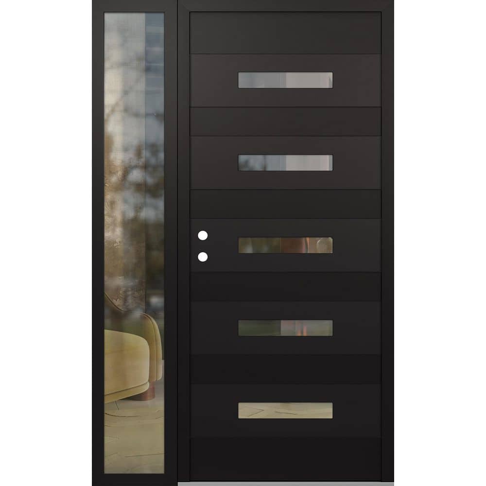 D9 52 in. x 80 in. Black P Right-Hand/Inswing Clear Glass Black/Black Sidelite Steel Prehung Front Door price history on PriceWatchPro