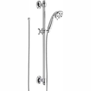 3-Spray Patterns 1.75 GPM 3.34 in. Wall Mount Handheld Shower Head with Slide Bar and H2Okinetic in Chrome
