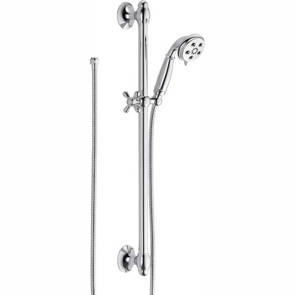 Delta 3-Spray Patterns 1.75 GPM 3.34 in. Wall Mount Handheld Shower Head with Slide Bar and H2Okinetic in Chrome