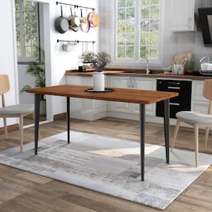 Maganda 60 in. Rectangle Dark Oak and Black Wood Dining Table (Seats 6)