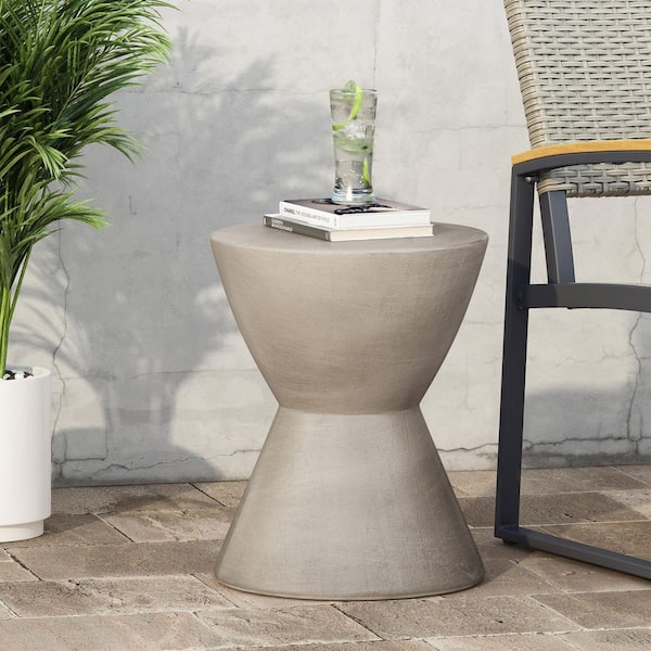 Unbranded Light Gray Hourglass Shape Light Weight Concrete MGO Outdoor Accent Side Table