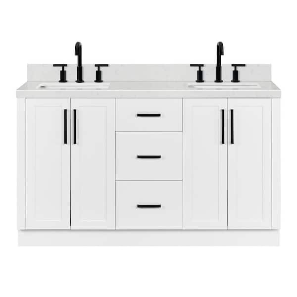 ARIEL Loren 60 in. Double Sink Freestanding Bathroom Vanity in
