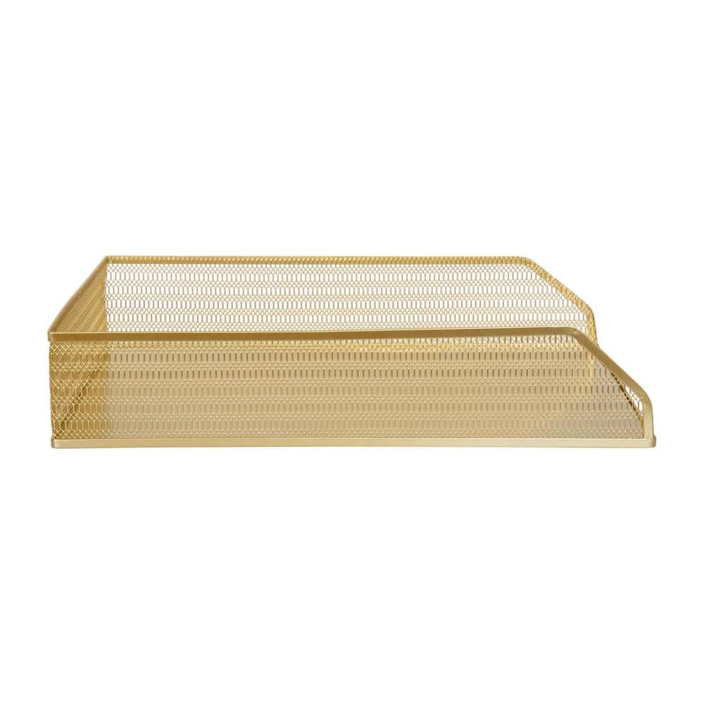 Gold Mesh Metal Paper Letter Inbox Tray Set