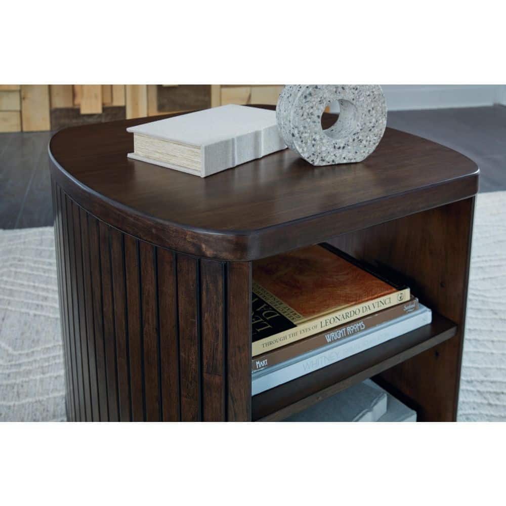 Korestone Dark Brown Mango Wood Square End Table with Storage