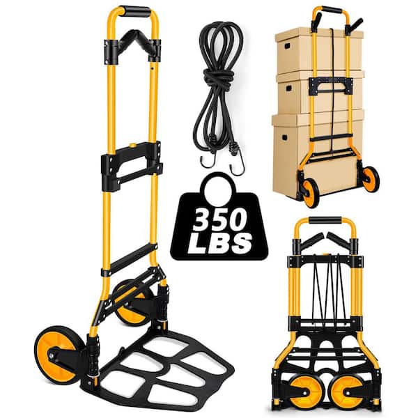 350 lb. Capacity Folding Hand Truck Dolly, Telescoping Handle and Rubber Wheels for Moving, Shopping, Travel, Office Use