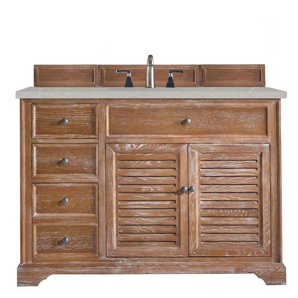 James Martin Vanities Savannah 48 in. W x 23.5 in. D x 34.3 in. H Single Bath Vanity in Driftwood with Eternal Serena Quartz Top